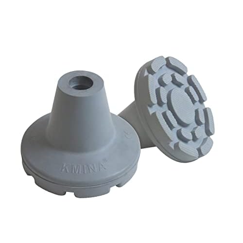 KMINA - Krücken gummi 19 mm, 18 mm, 17 mm (2 Stück), Gummifuße gehhilfe, Krücken gummipuffer, Gummipuffer krücken. Gummipuffer walkingstöcke Grau