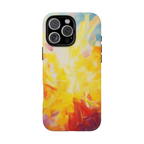 Coque iPhone 16 Pro Max jaune rigide mate antichoc abstrait