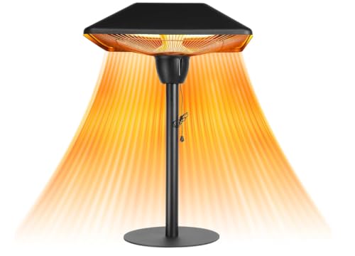 Star Patio Electric Patio Heater, 1500W Outdoor Tabletop Heater, IP44 Waterproof and Tip-over & Overheating Protection, Infrared Heaters, Classic Sandy Black, STP1566-DT2025N2
