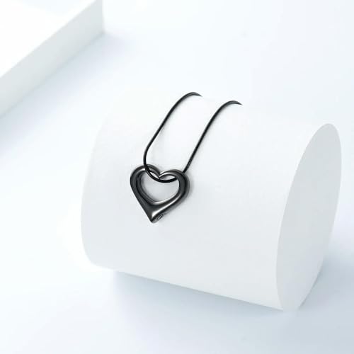 Colliers urnes en forme de cœur pour cendres design noir épuré