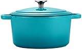 Jyuiipcz Feuerfeste Keramik Klassische Kasserolle mit Deckel, Runder Kasserolle aus Induktionsbeschichtetem Gusseisen und Gasdicht für Backofen Braten, Home Kitchen Ceramic Casserole