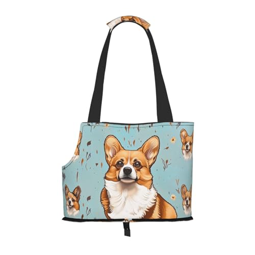 Sac de voyage pour animal petits chiens chats pliable léger motif Corgi