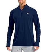 Pudolla Men's Long Sleeve Sun Shirts 1/4 Zip UV SPF UPF 50+ Rash Guard Fishing Running Hiking Out...