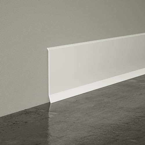 Moleney Moldura flexible para zócalo de pared, base de vinilo autoadhesiva de 4 pulgadas, moldura de base de goma para despegar y pegar (blanco, 60 pies)