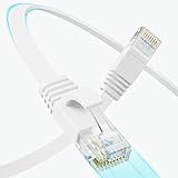 Mnlnbuao Cat 6 Flat Ethernet Cable 75 FT, UTP 10Gbps High-Speed Cat6 Ethernet Cable, Pure Copper Cat 6 Cable, Long Ethernet Cable for Home or Office Network Wiring, White
