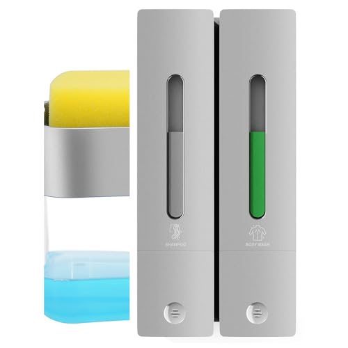 Shampoo and Conditioner Dispenser - Wall-Mounted 3-Chamber Shower Soap Dispenser,...