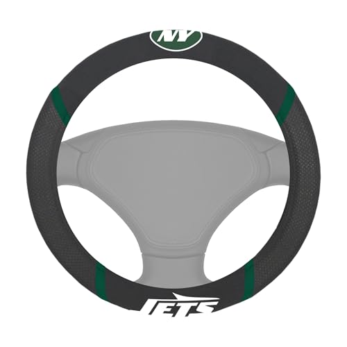 FANMATS 21398 New York Jets Embroidered Steering Wheel Cover