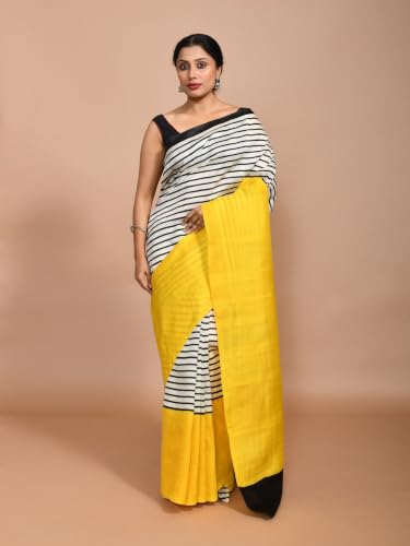 OD AD yellow murshidabad silk saree – image 4