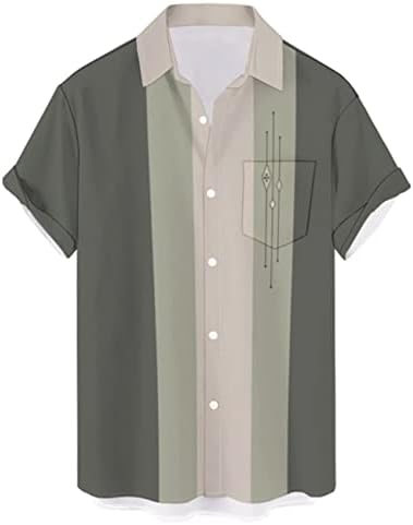 Multi Green Men's Short Sleeve Button Down Bowling Shirts Big and Tall Casual Printed Beach Hawaiian Shirt Summer Top 5XL
