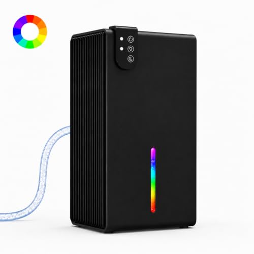 98 OZ Small Dehumidifier for Home 1000 Sq Ft, Quiet Dehumidifier with Drain Hose, Auto Shut-Off, Sleep Mode, 7-Color Light for Basement, Bedroom, Bathroom, Closet, RV (Black)
