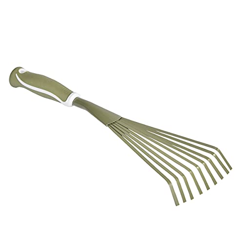 Sungmor 9 Strong Tines Gardening Leaf Rake Hand Tool | Small Hand Rake For Sweep & Picking Up Leaves | Comfort Handle & Anti-Rust Steel Head #TOP3