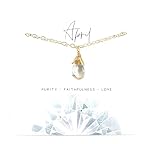 April Birthstone Necklace for Women – Clear Quartz Briolette Pendant – 14k Gold Filled Chain, Handmade April Gift, Dainty Wire Wrapped Jewelry