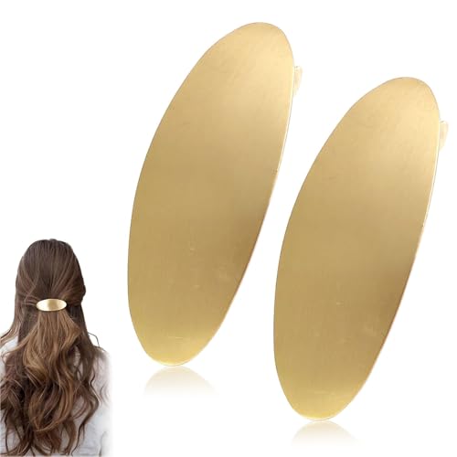 LunarCharm 2 pezzi Fermaglio per Capelli Ovale Vintage Metallo Grande Barretta Oro Accessori per Capelli Matrimonio Festa Formale per Donne Ragazze Capelli Lunghi e Spessi