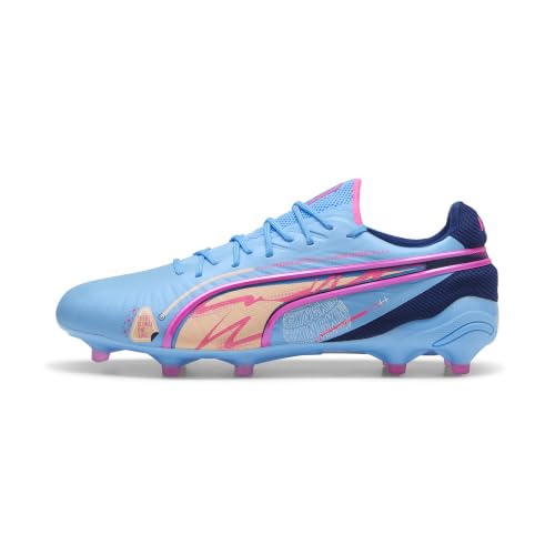 Puma King Ultimate Launch Herren-Fußballschuhe für festen Boden, Blau/Pink, 44 EU