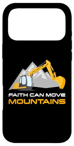 Faith Can Move Mountains ? Christian Excavator Construction スマホケース iPhone 17 Pro Max 用