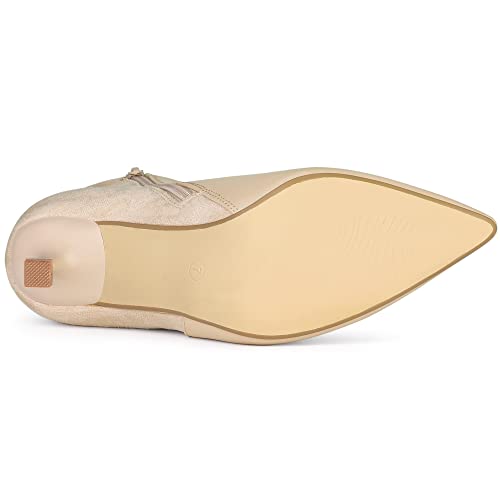 Allegra K Allegra K Women's Pointed Toe Side Zip Stiletto Heel Beige Ankle Boots 6.5 M US