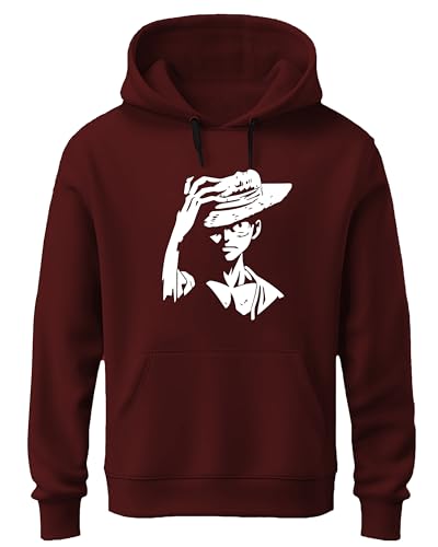 Image of Khakey Mens Cotton Hoodies | Cotton Sweatshirt with Hood | One Piece Monkey D. Luffy Hoodies for Men | Anime Hoodies for Men | P12