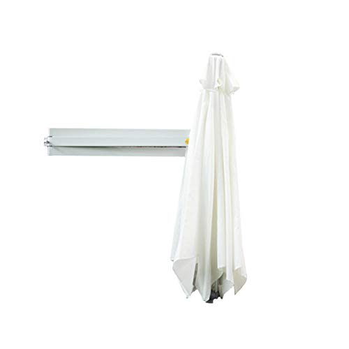 GSZCCZS Parasoles de jardín de pared blanca montados al aire libre de jardín patio inclinados Parasoles con soporte de aluminio Parasoles de exterior 8ft