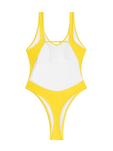 Image of Foxiny Sexy Backless Cheeky High Cut Leg Thong V Neck One Piece Swimsuit