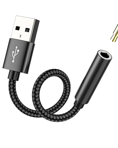 Adaptador USB Macho a 3.5mm Hembra Auriculares Jack Externa AUXiliar Sonido Adapter USB-A Coche AUX Audio Cable Dongle Musica Estéreo Convertidor Microfono Headphone Conector PC Portátil Computer