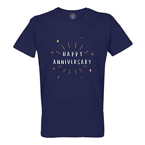 Idée cadeau couple avec ce t-shirt homme col rond coton bio happy anniversary