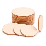 Discos de Madera Natural Ø70 mm x 3 mm para Manualidades – Circulos de Madera para Pintar, Grabar Láser, Decoración, DIY y Artesanía (30)