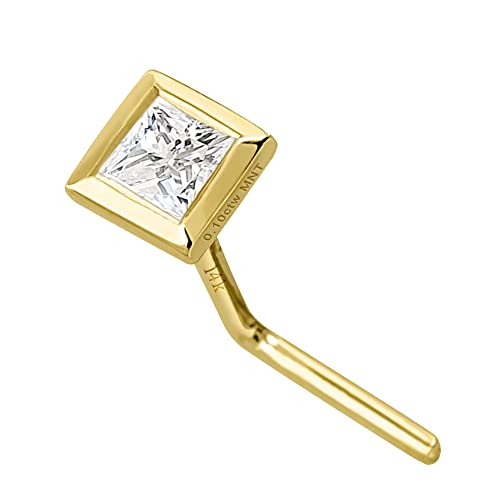 Solid 14Kt Gold Bezel Set Moissanite Nose Stud