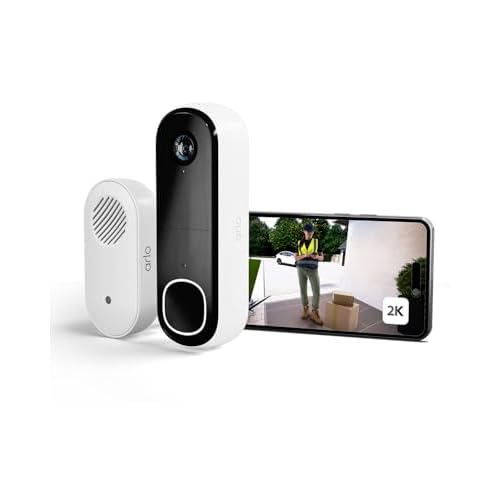 Arlo 2K HD Video Türklingel Mit Kamera & Türgong Kabellos, WLAN Doorbell, Bewegungsmelder, 2-Wege-Audio, Ring Sirene, Haustür Nachtsicht, Smart, Alexa Kompatibel + Arlo Secure Plan Testzeitraum