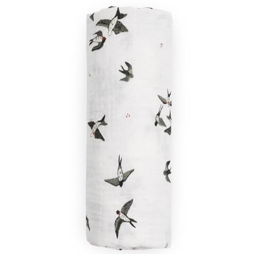 Image of Little Unicorn Muslin Swaddle Blanket for Newborns & Infants | Soft & Breathable Fabric | Baby Blanket for Swaddling, Nursing, Shower Gifts (Swallows)