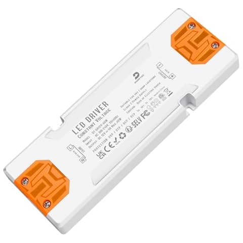 DUSKTEC LED Transformer 12V 60W, LED Driver AC 120V to DC 12V 5A, Ultra Slim LED Power Supply 12 Volt, Constant Voltage Power AdapterQuiet for LED Strip Lights, LED Sign, Light Bulb and CCTV Camera Cover