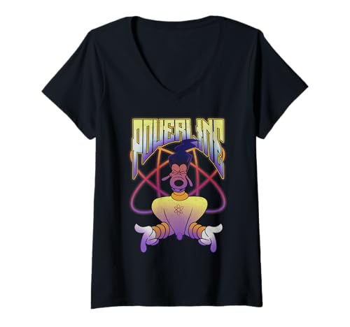 T-shirt col V Disney A Goofy Movie Powerline pour femme en coton vintage