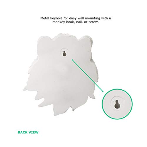 Wall Charmers Mini White Faux Lion Head Wall Hanging - 9" White Faux Taxidermy Animal Head Wall Decor - Handmade Farmhouse Decor #TOP3