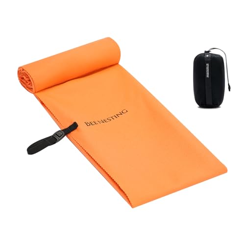 Bee Nesting Ultralight Quick Dry Towels for Backpacking, Microfiber Towel Tavel Accessories for Hiking, Beach, Gym, Swimming, Pocket Sweat Towels(2XL Orange