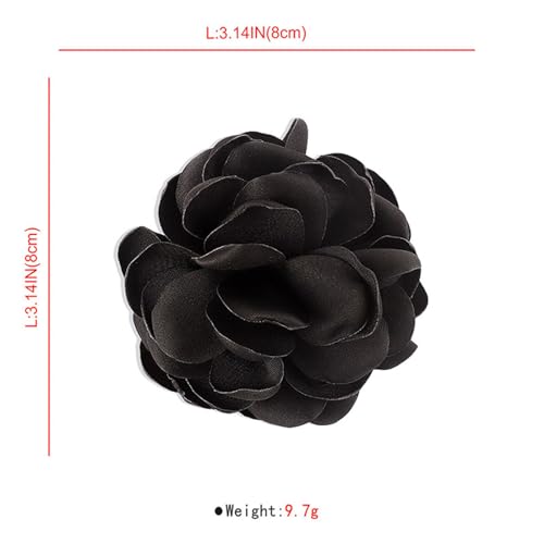 Image of Handmade Satin Fabric Rose Flower Extra Large Big Brooches Lapel Pins for Women Elegant Vintage Big Camellia Flower Brooch Pin for Women Girls Wedding Part Dance Dress Suit Clothes Accessories Jewelry Gifts