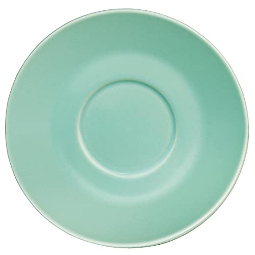 Olympia Cafe Espresso Coffee Saucer Set - Fits GL460 - 158 mm/6 1/4 inch (Box 12), Aqua, Stoneware Saucers, Fits 8 oz & 12 oz Coffee Cups - Oven, Microwave & Dishwasher Safe, GL464