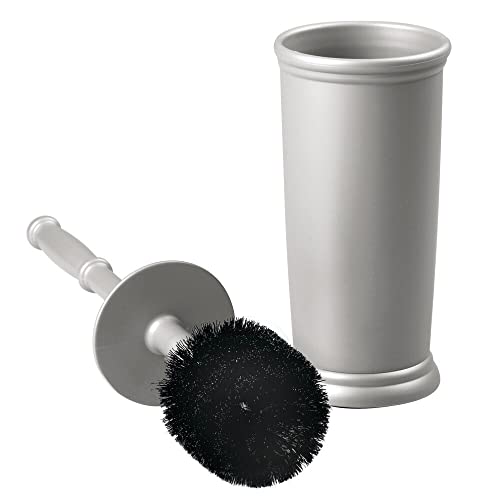 Image of mDesign Toilet Bowl Brush and Holder - Covered Bathroom Toilet Brush - Standing Toilet Bowl Scrubber in Modern Holder - Compact, Space Saving, Deep Cleaning Brush for Toilet - Hyde Collection - Gray