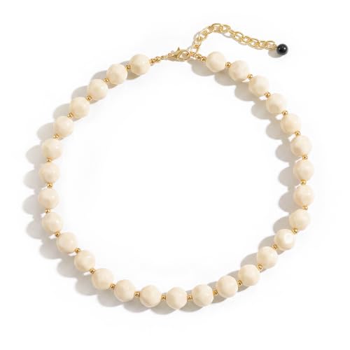 HESSAWEEL Beige Beaded Necklaces for Women Chunky Beach Jewelry by HESSAWELL - Used condition - US$11.92