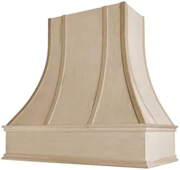 Riley & Higgs Curved Front Unfinished Range Hood Cover With Decorative Molding - Wall Mounted Wood Range Hood Covers, Plywood and Maple | 30 Inches Wide x 36 Inches High
