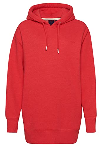 Superdry Womens Organic Cotton Embroidered Logo Sweat Dress, Oversized Fit, Papaya Red Marl, XS