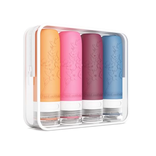 PanLuoNais TSA Approved Silicone Travel Bottles Set, Leak-Proof Containers for Toiletries, Travel Size Essentials for Airplane & Vacation (Rose)