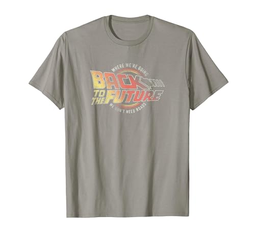 Image of Back to The Future Distressed Roads Logo T-Shirt, Men, Slate Grey, XX-Large