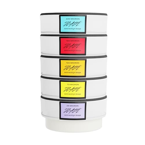 All Mesh Bubble Bags 5er Set – 20L / 5 Gallonen Ice-O-Lator Extraktionsbeutel für Kräuter mit Presssieb & Tragetasche