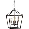 JONATHAN Y 12" Oil Rubbed Bronze Lantern Pendant Light, 4-Light Pagoda Style Metal Cage Farmhouse Hanging Ceiling Fixture for Kitchen Island, LED Bulb Included (JYL7436A)