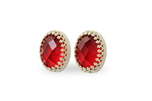 Boucles d'oreilles de pierre de naissance de janvier grenat rouge