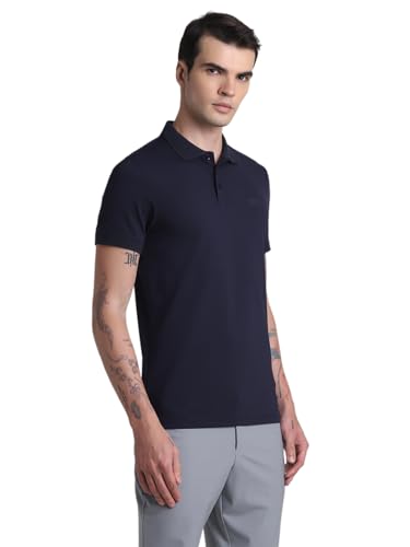 Image of JACK & JONES Men's Cotton Solid Slim Fit Polo T-Shirt