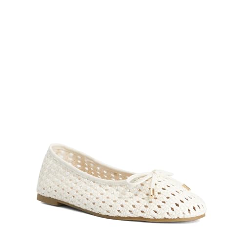 Image of Dune London Ladies HYPNOS Woven Raffia Ballet Flats Size UK 3 Ballet Pumps Ecru
