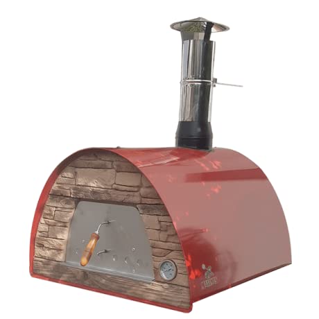 Authentic Pizza Ovens Maximus Red Wood-Fired Portable Outdoor Pizza Oven,