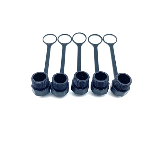 5Pcs M12 Connector Dust Cover for Female Connector, M12 Plastic Protective Cap M12 Black Bolt Covers Screw Caps Assortment Kit for Panel-Mount Sockets