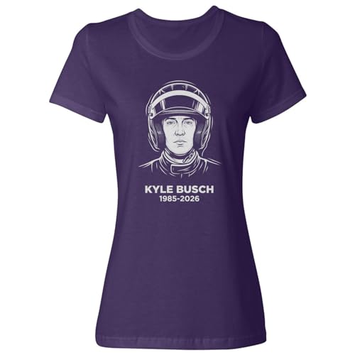 Kyle Memorial - Racing Legend Busch RIP Tribute Ladies' Crewneck T-Shirt (Purple, XX-Large)