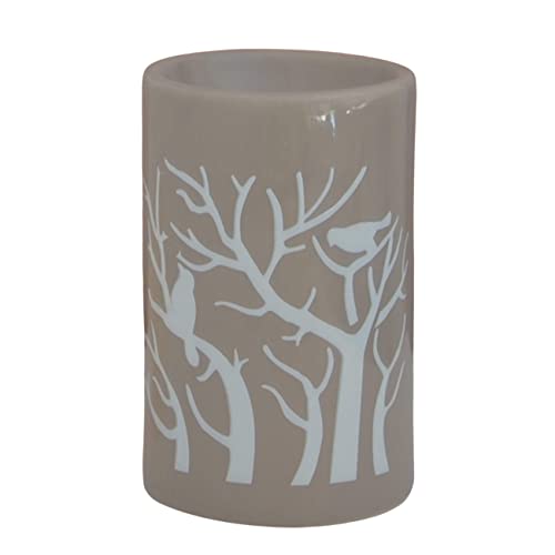 Brûleur Huile Parfumée – Brûle Parfum Fondant Parfumé et Huile Essentielle – Porte Bougie Chauffe-Plat Treebee en Céramique Grise – H 11 cm Treebee...